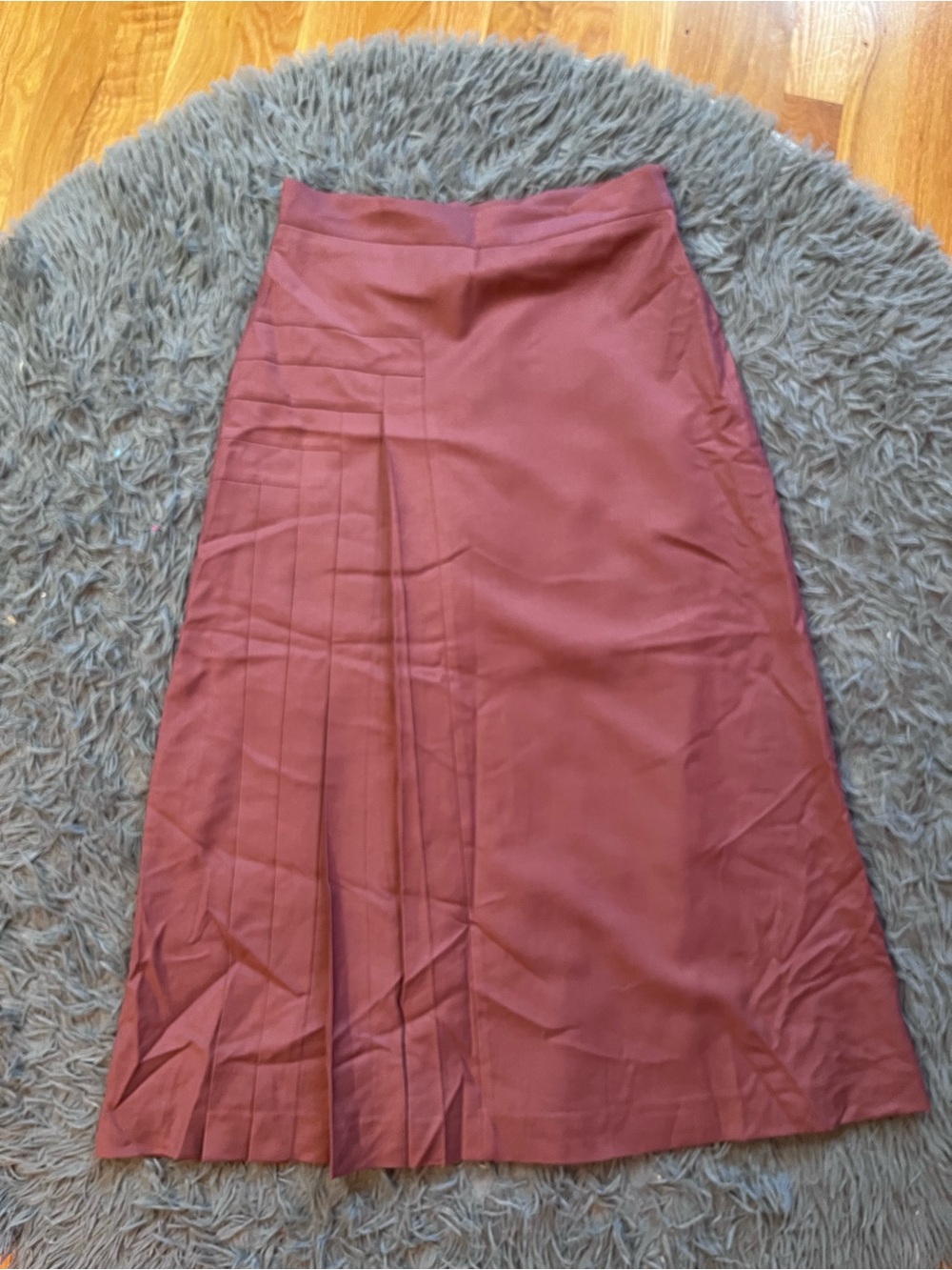 Massimo Dutti Mauve Pink Wool Midi Pleated Skirt Size 6